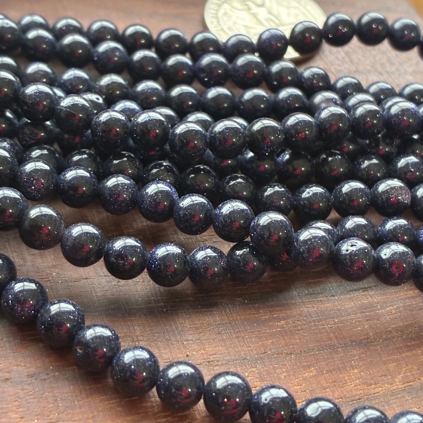 6mm Blue Sandstone Round Bead Strand