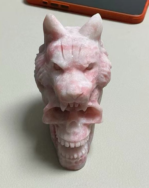 PRE - ORDER - Warehouse - Pink Opal - Wolf Skull - Crystal Craving