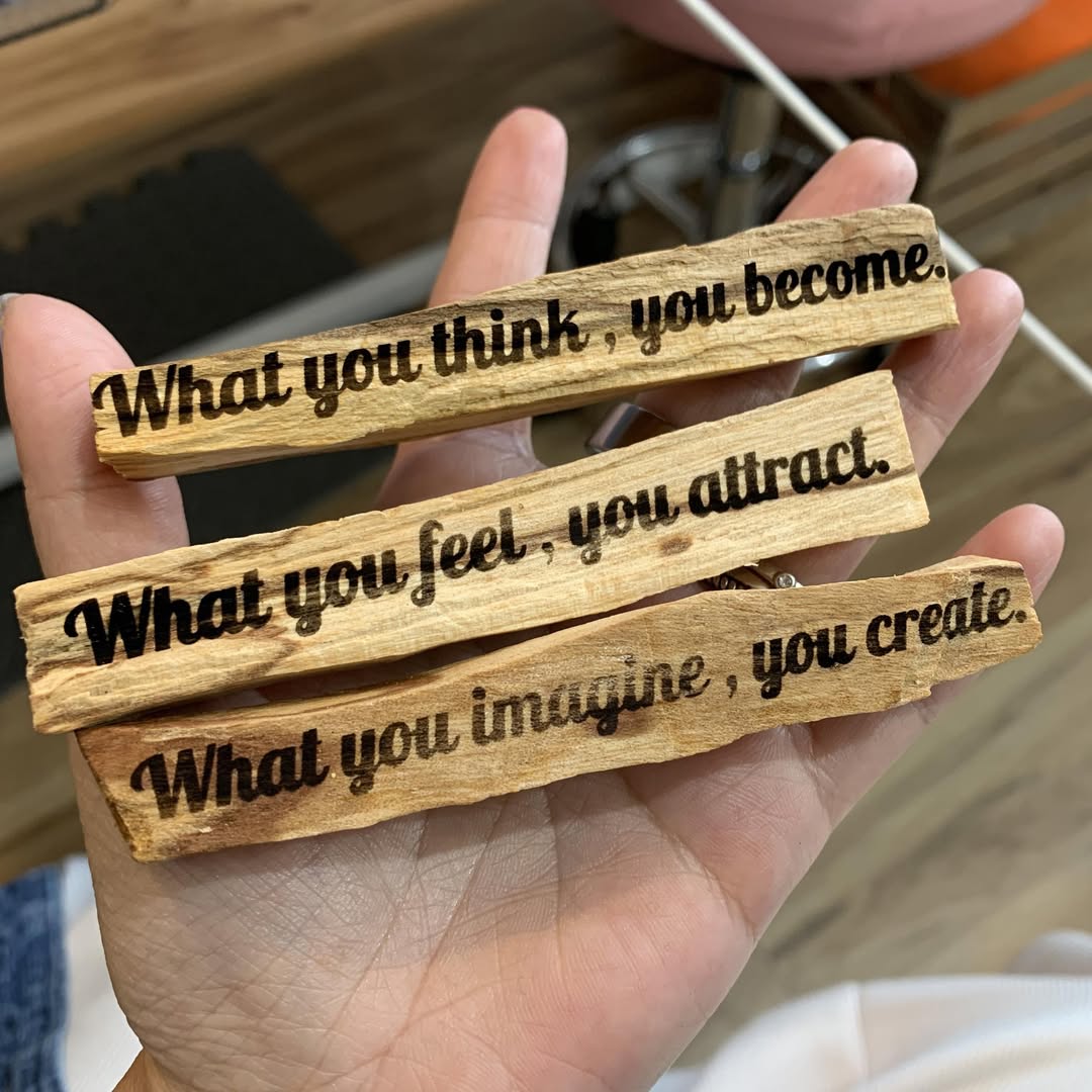 Palo Santo Set (3pcs) - Affirmation - what you think you become - what you feel you attract - what you imagine you create