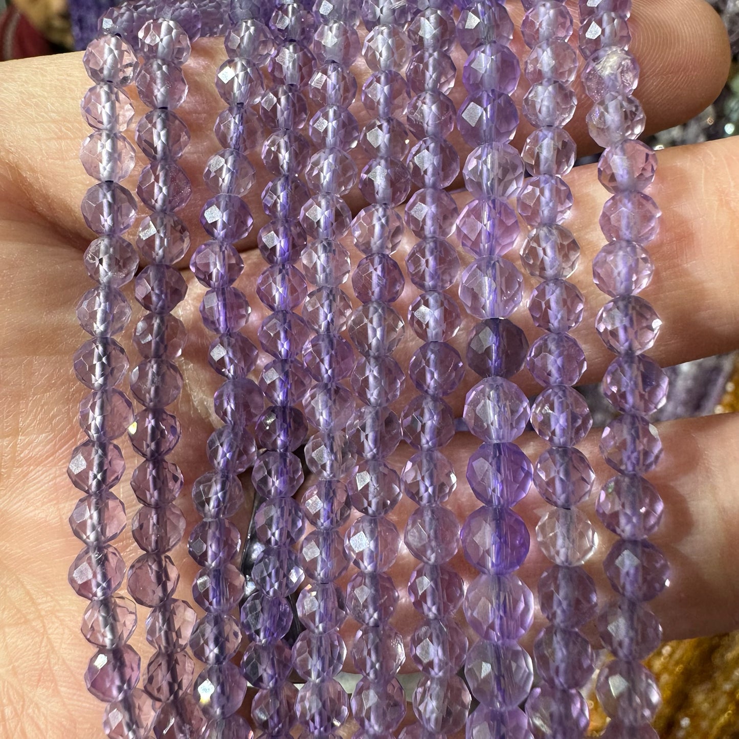 Light Amethyst Faceted Bead Strand 3.5mm 4mm