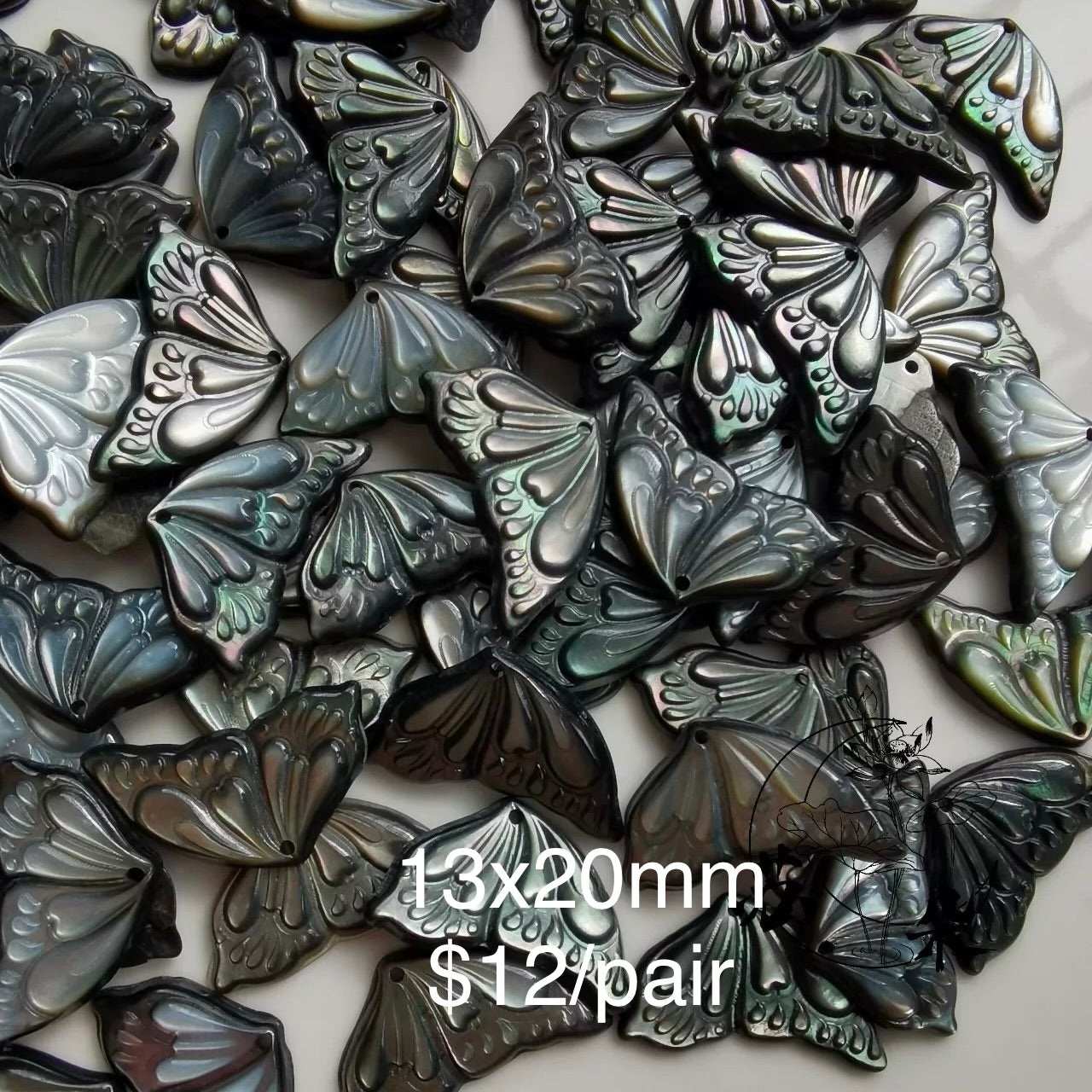 OVERSEAS ORDER - MOP Butterfly Wings 13x20mm (Pair)