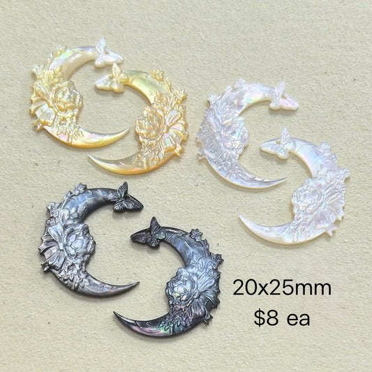 OVERSEAS ORDER - MOP 20x25mm Floral Moon