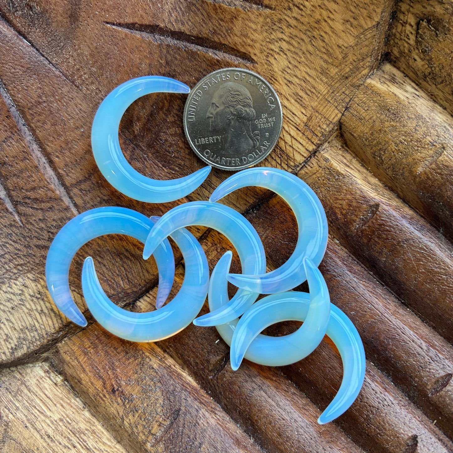 Skinny puffy moon - 30mm - Opalite - Blue Sandstone - Gold Sandstone - Clear quartz - Rose Quartz - Green Aventurine - Tiger Eye - Lapis