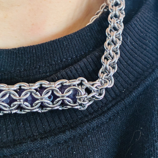 Stainless Steel Amethyst Choker