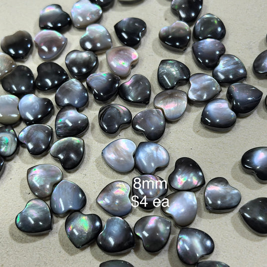 OVERSEAS ORDER - MOP 8mm Black Heart Puffy