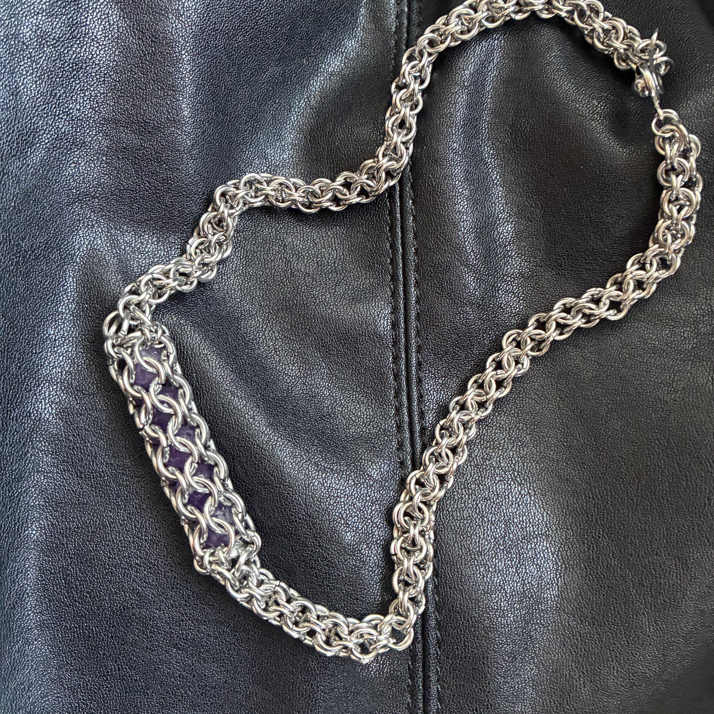 Stainless Steel Amethyst Choker