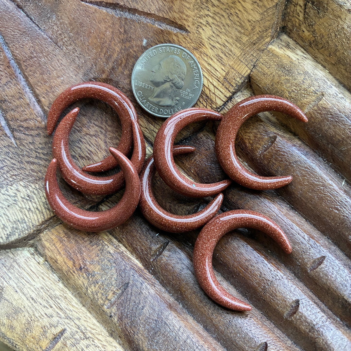 Skinny puffy moon - 30mm - Opalite - Blue Sandstone - Gold Sandstone - Clear quartz - Rose Quartz - Green Aventurine - Tiger Eye - Lapis