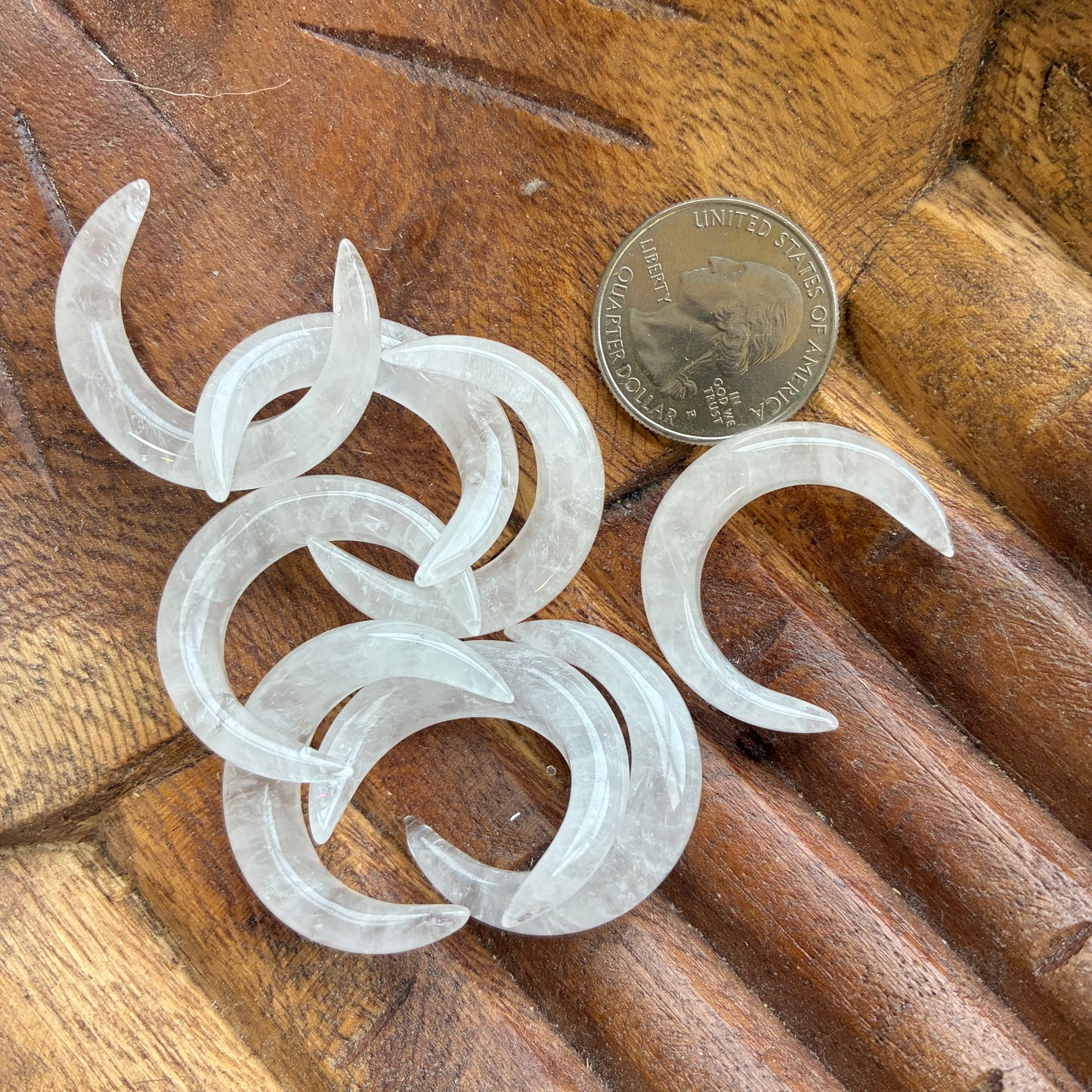 Skinny puffy moon - 30mm - Opalite - Blue Sandstone - Gold Sandstone - Clear quartz - Rose Quartz - Green Aventurine - Tiger Eye - Lapis