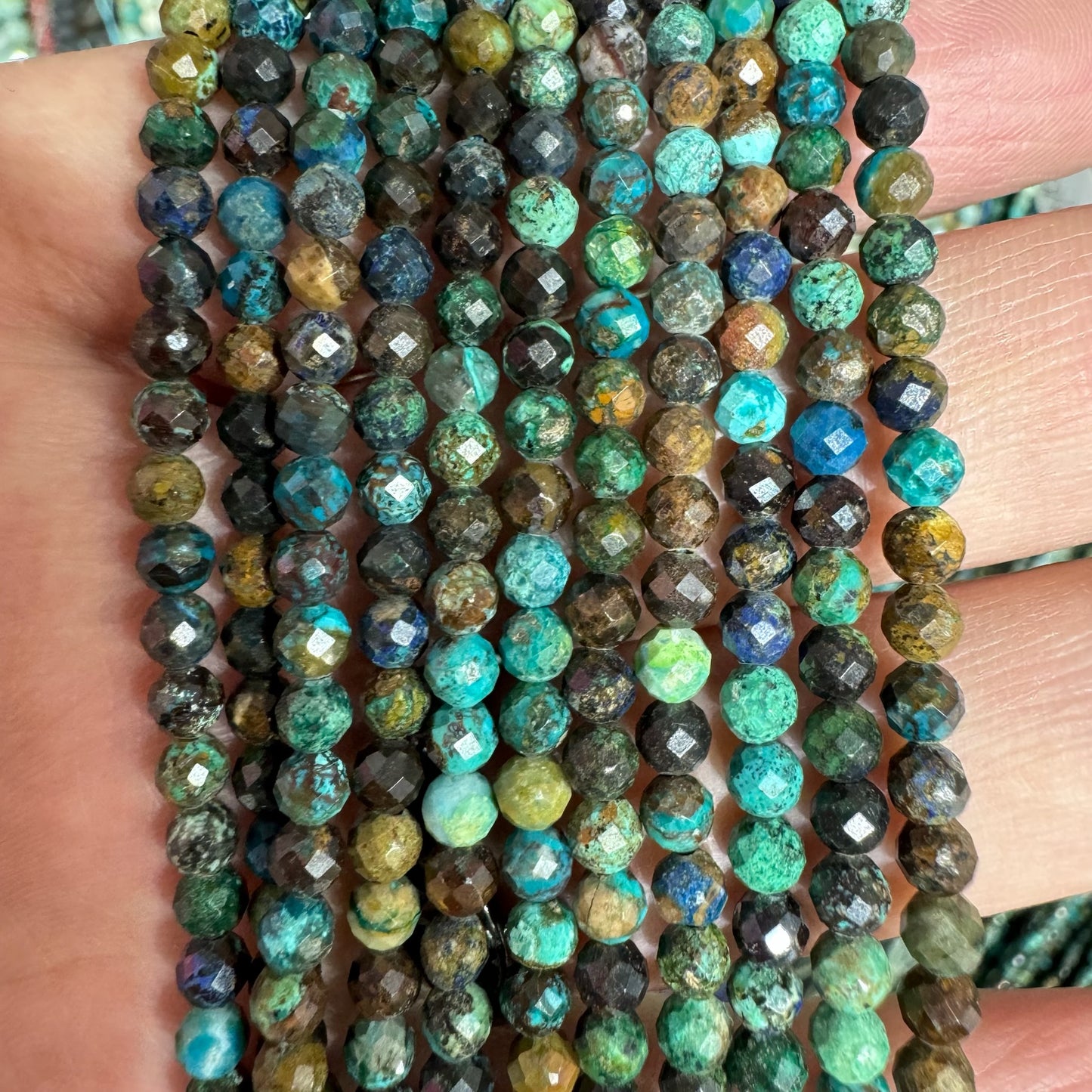 Azurite Faceted Bead Strand 4mm