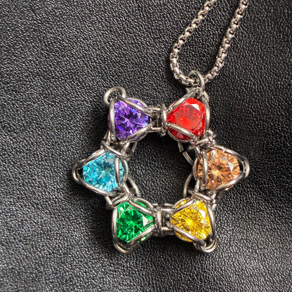 Stainless Steel 6 Point Star Rainbow Pendant