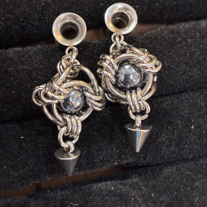 Hematite Stainless Steel Chainmail Earrings