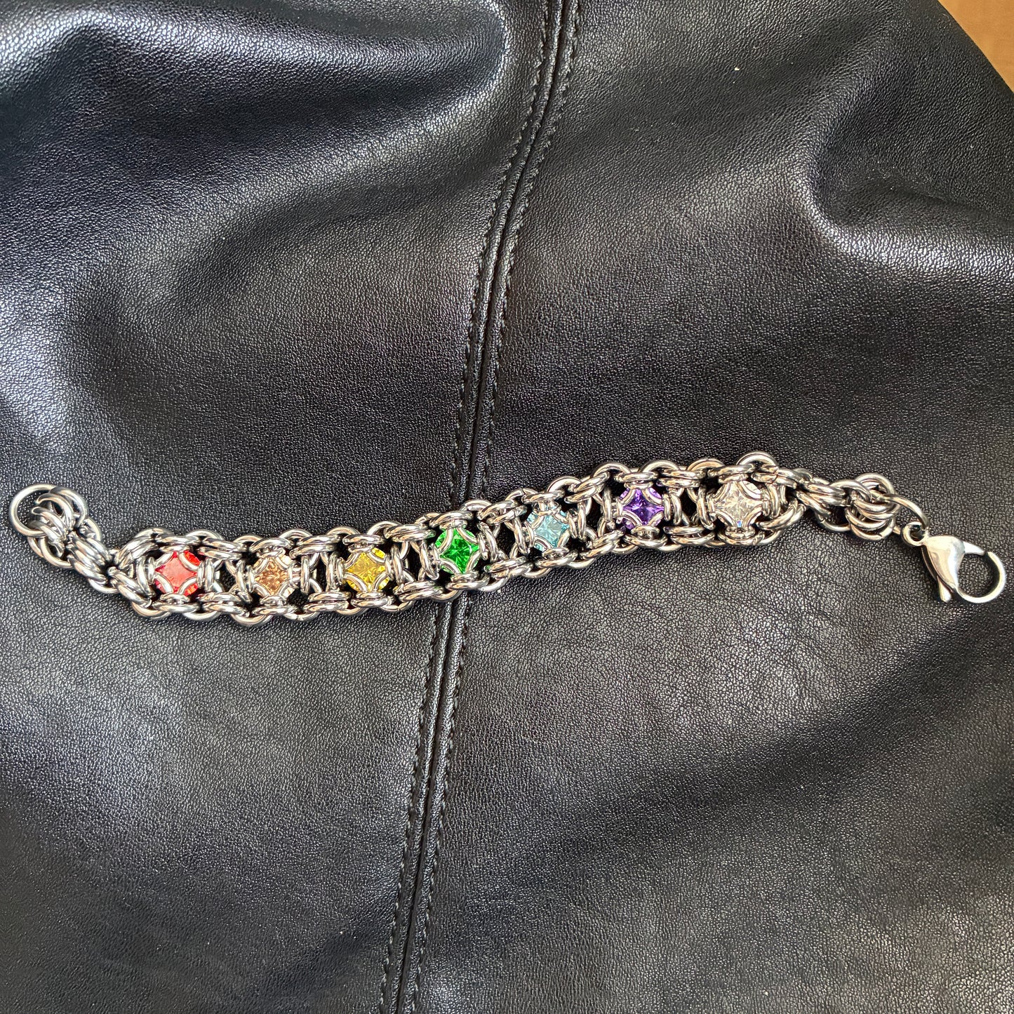 Stainless Steel Chainmail Rainbow Bracelet