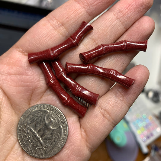 Cinnabar - Bamboo - Bead - Tube