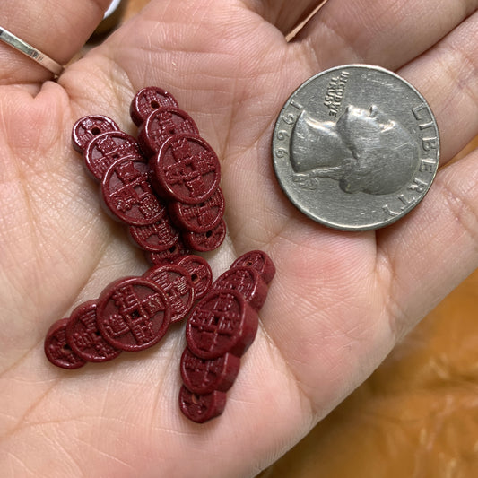 Cinnabar - Chinese Coin - Charm/Bead