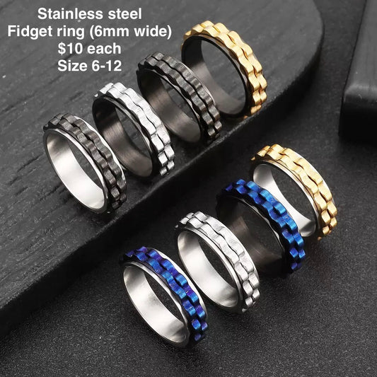OVERSEAS ORDER - Stainless Steel Ring - Fidget Ring 6mm