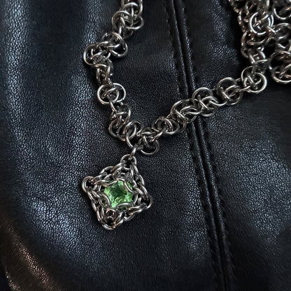 Stainless Steel Uranium Glass Pendant Chain