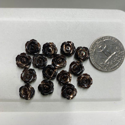 Double Sided Rose Bead - Mother of Pearl - 10mm