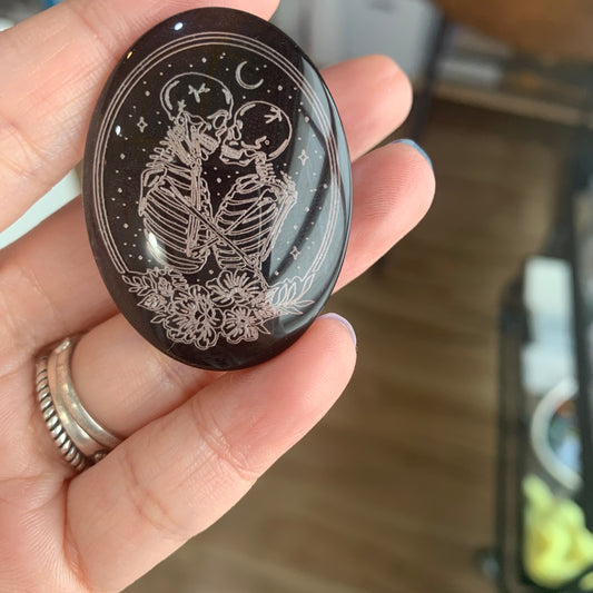 Engraved Glass Cab - Made to order - Lover Skeleton