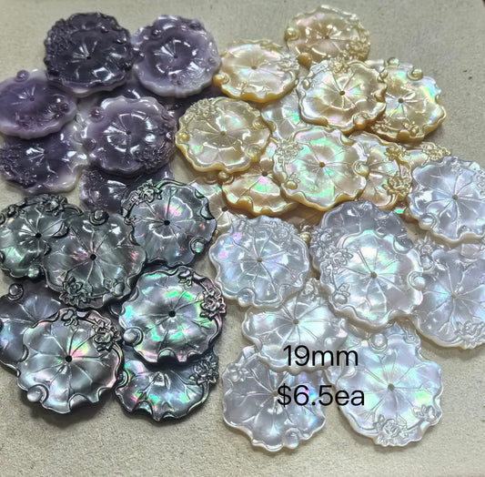 OVERSEAS ORDER - MOP Lotus Leaves 19mm