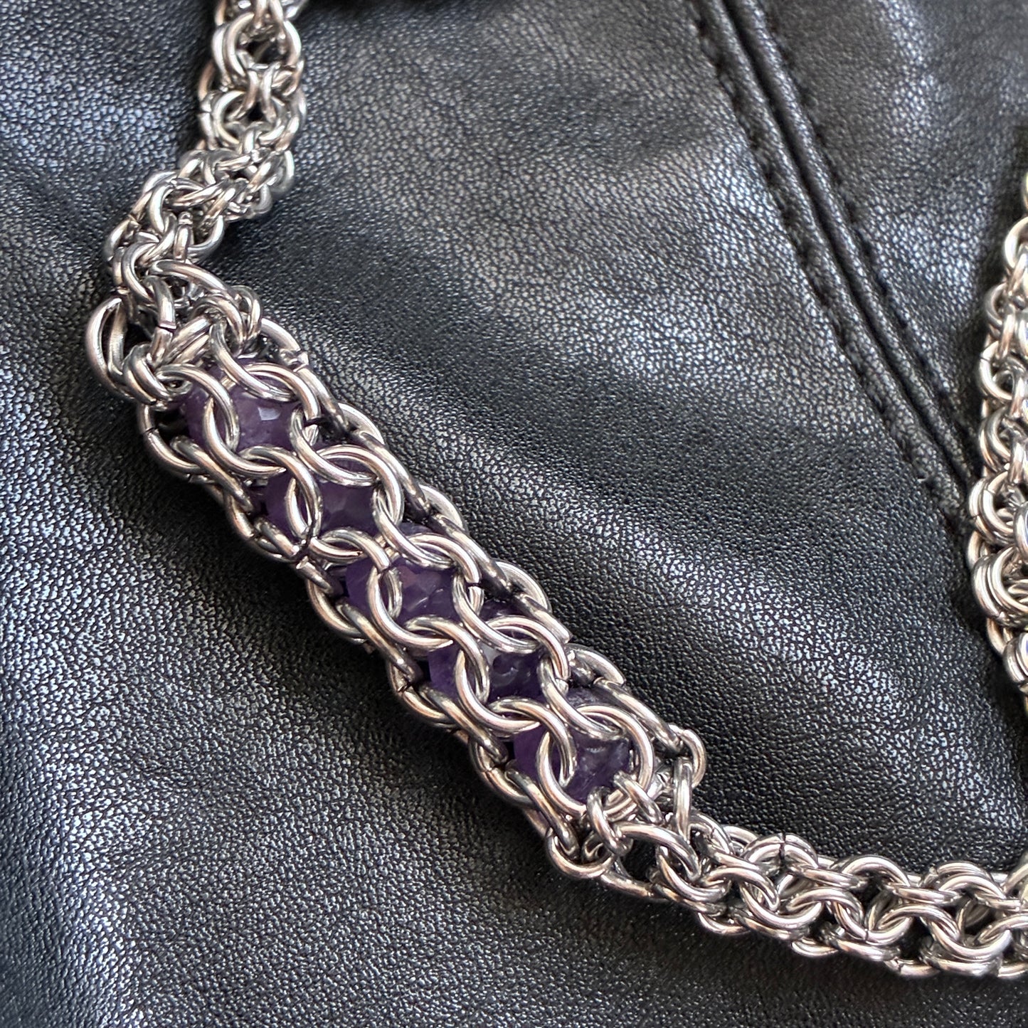 Stainless Steel Amethyst Choker