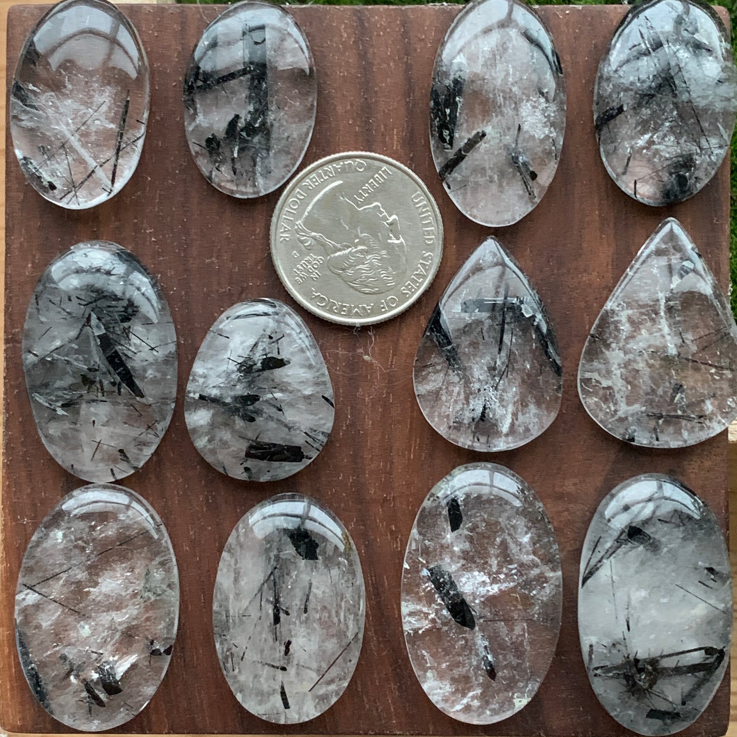 Black Rutile Cabochon - Oval - Teardrop - Pendant size