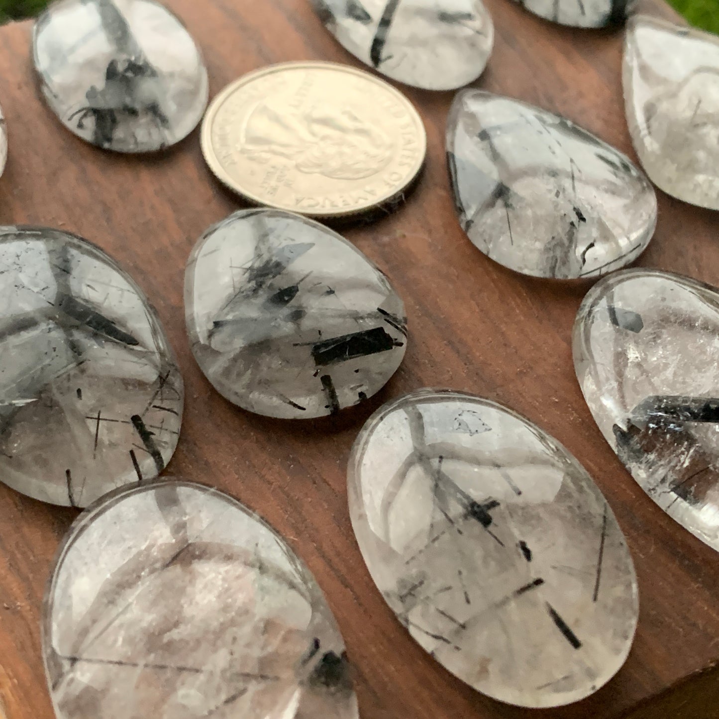 Black Rutile Cabochon - Oval - Teardrop - Pendant size