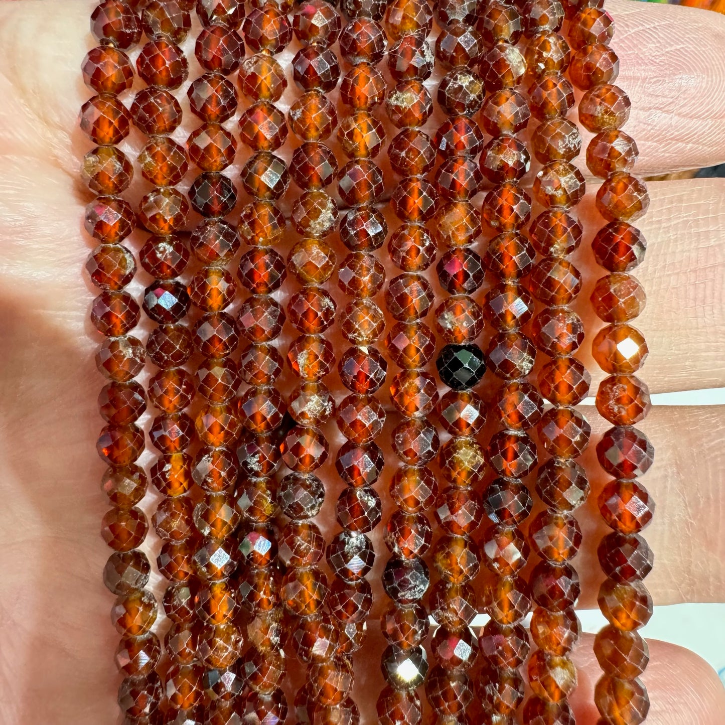 Hessonite Garnet Faceted Bead Strand
