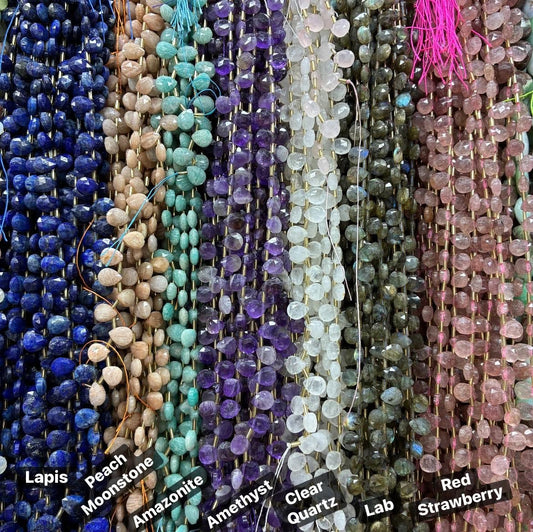 OVERSEAS ORDER - 8x10mm Faceted Briolette Strand