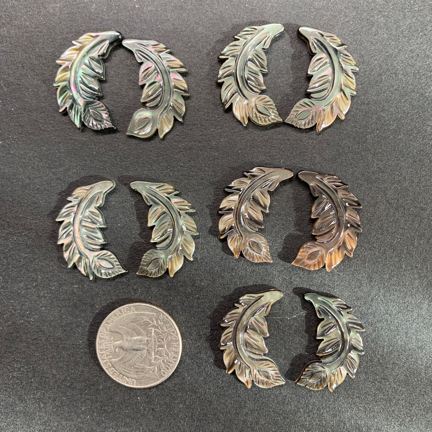 Mother of Pearl -  Feather Pair