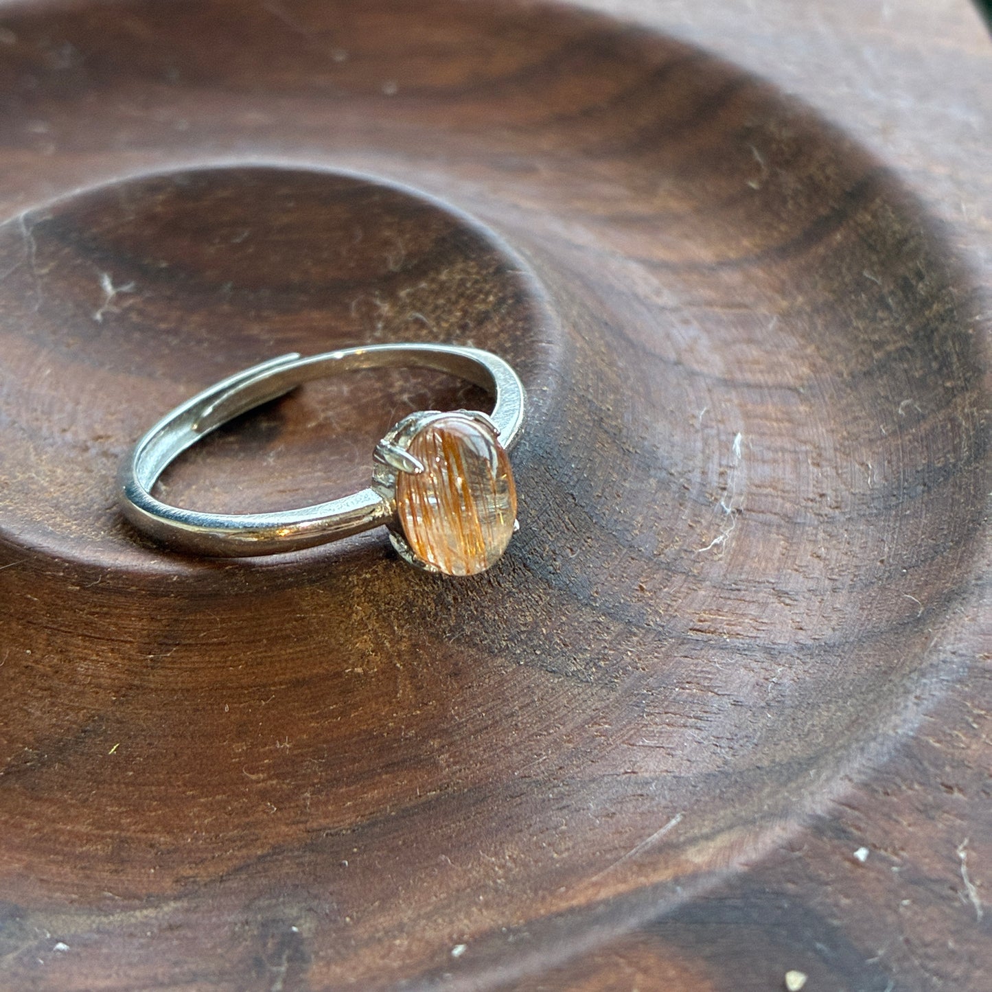 925 Adjustable Ring - Tanzanite - Lapis - Moonstone - Copper Rutile - Garden Quartz - Rainbow Tourmaline - Garnet - Diamond Quartz - Fluorite - Amethyst - Kyanite - Golden Rutile