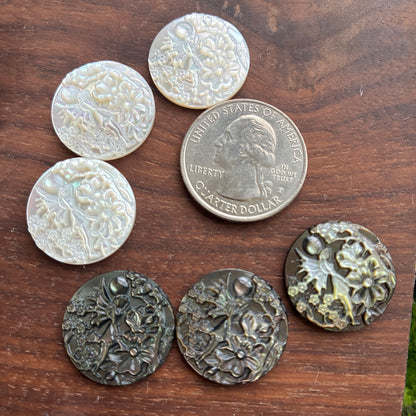 MOP - Abalone - Mother of Pearl - Fairy - Face - Flower - Cat - Heart - Feather - Cabochon - Charm