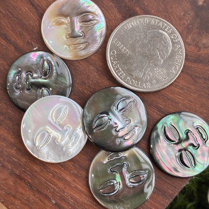 MOP - Abalone - Mother of Pearl - Fairy - Face - Flower - Cat - Heart - Feather - Cabochon - Charm