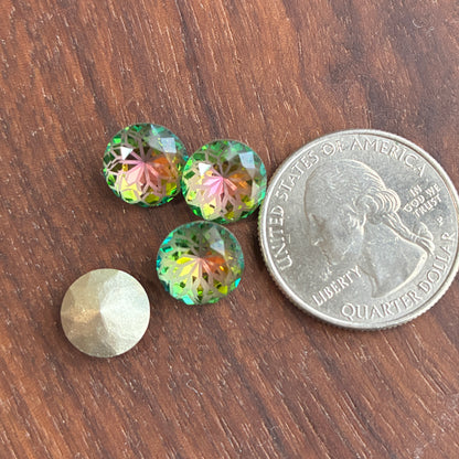 Glass - Laser facets - Round - Priness cut - Cushion - Multicolor - 10mm
