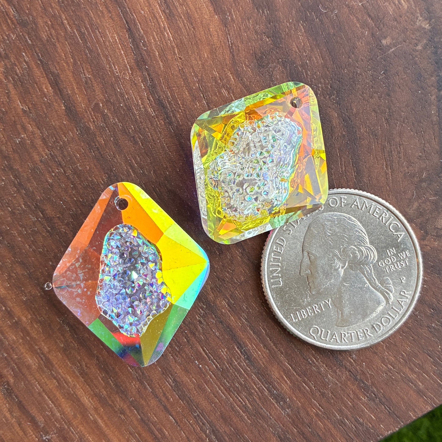 Glass - Druzy pendant - Charm