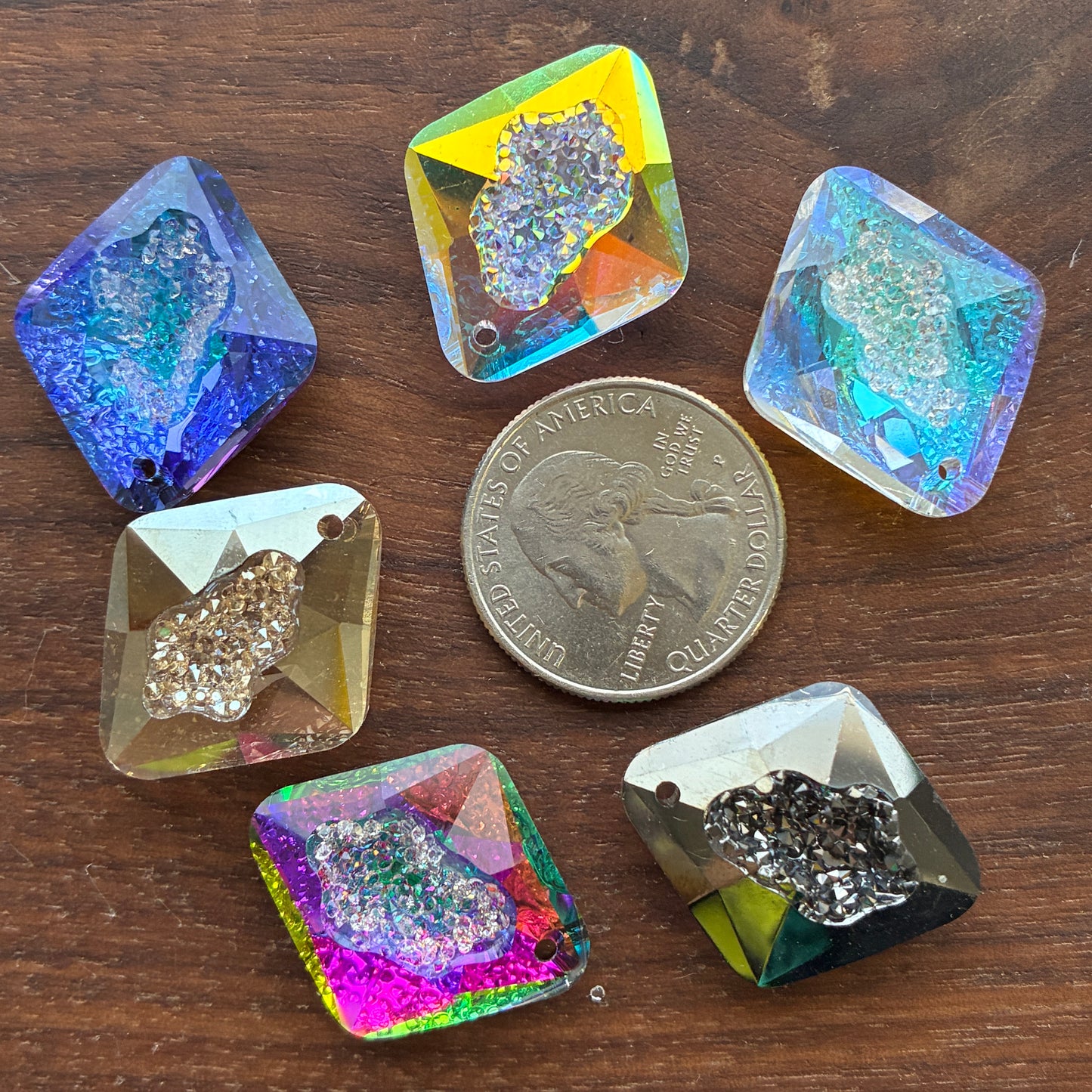 Glass - Druzy pendant - Charm