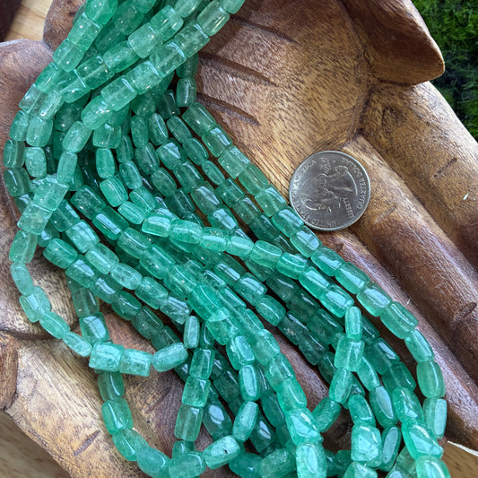 IN STOCK - Green Strawberry Quartz - 16" - Bead Strand - Rectangle Bead