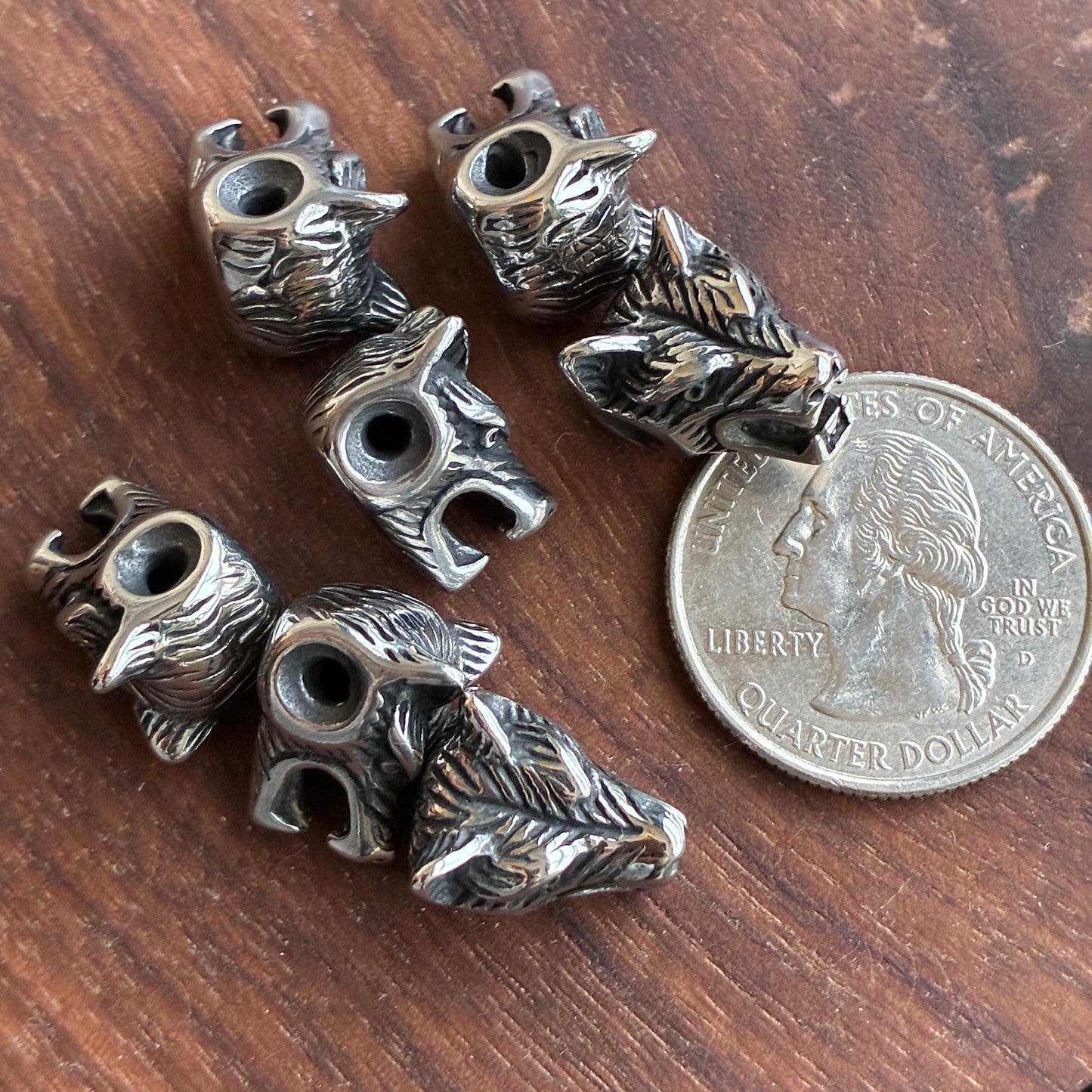 IN STOCK - Stainless Steel - Bead - Wolf - Owl - Leaf - Cross - Skull - Dice - Spider