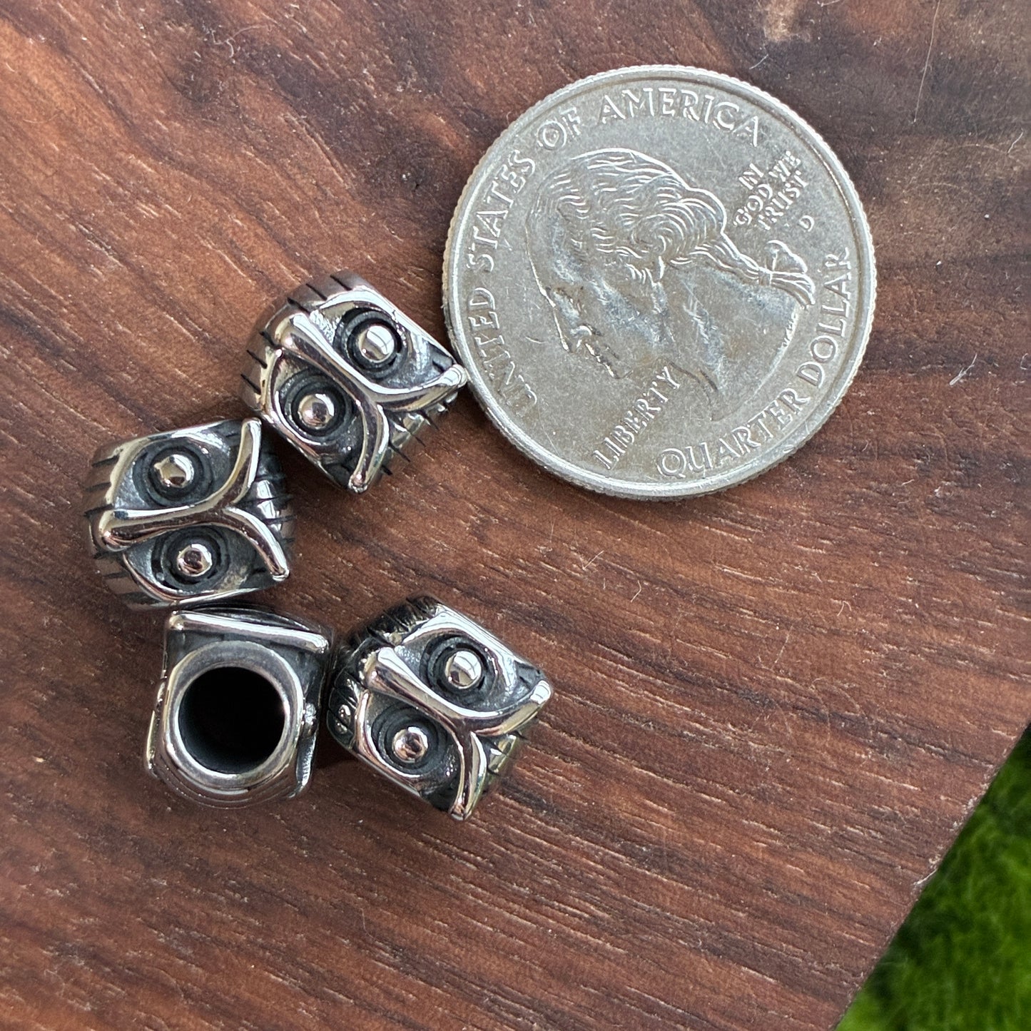 IN STOCK - Stainless Steel - Bead - Wolf - Owl - Leaf - Cross - Skull - Dice - Spider