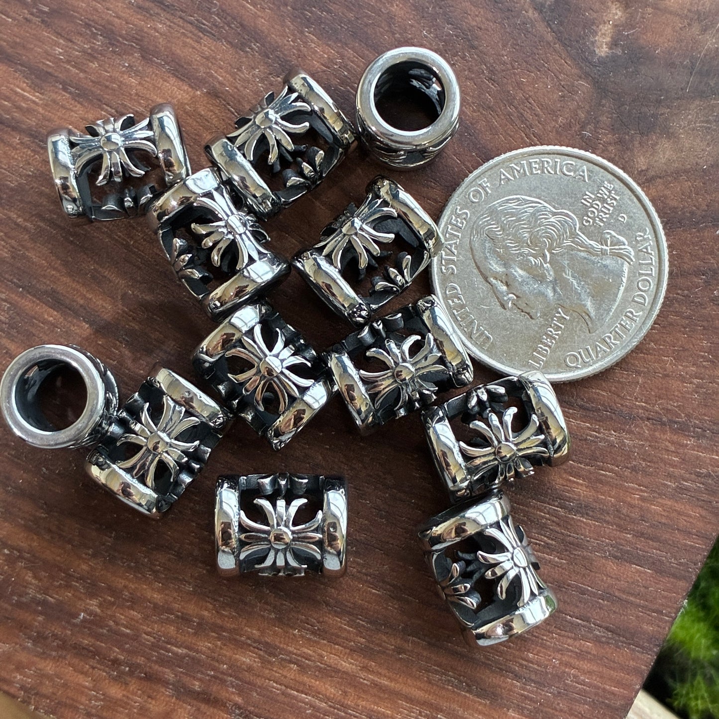 IN STOCK - Stainless Steel - Bead - Wolf - Owl - Leaf - Cross - Skull - Dice - Spider