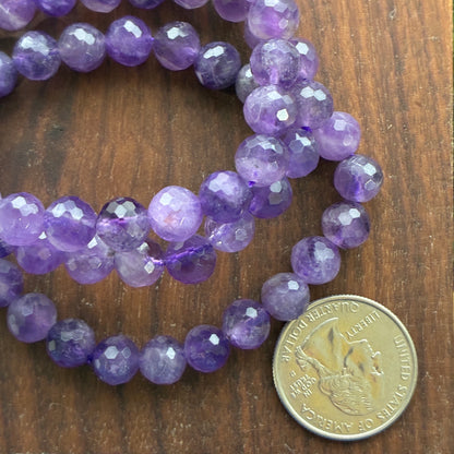 Natural Crystal Faceted Bracelet - Amethyst - African Bloodstone - Dragonblood - Rose Quartz - White Jade - Yellow Jade - Black Tourmaline - Carnelian  - 7mm - 8mm