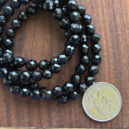 Natural Crystal Faceted Bracelet - Amethyst - African Bloodstone - Dragonblood - Rose Quartz - White Jade - Yellow Jade - Black Tourmaline - Carnelian  - 7mm - 8mm