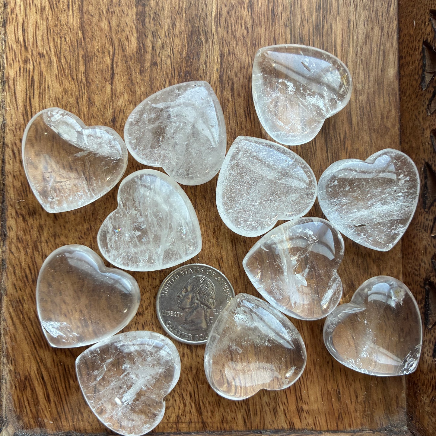 Puffy Heart - 25 - 29mm - Clear Quartz - Obsidian - Crazy Lace