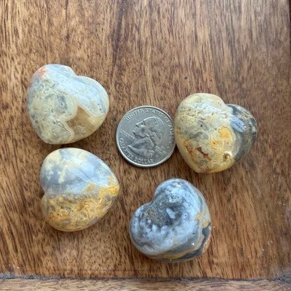 Puffy Heart - 25 - 29mm - Clear Quartz - Obsidian - Crazy Lace