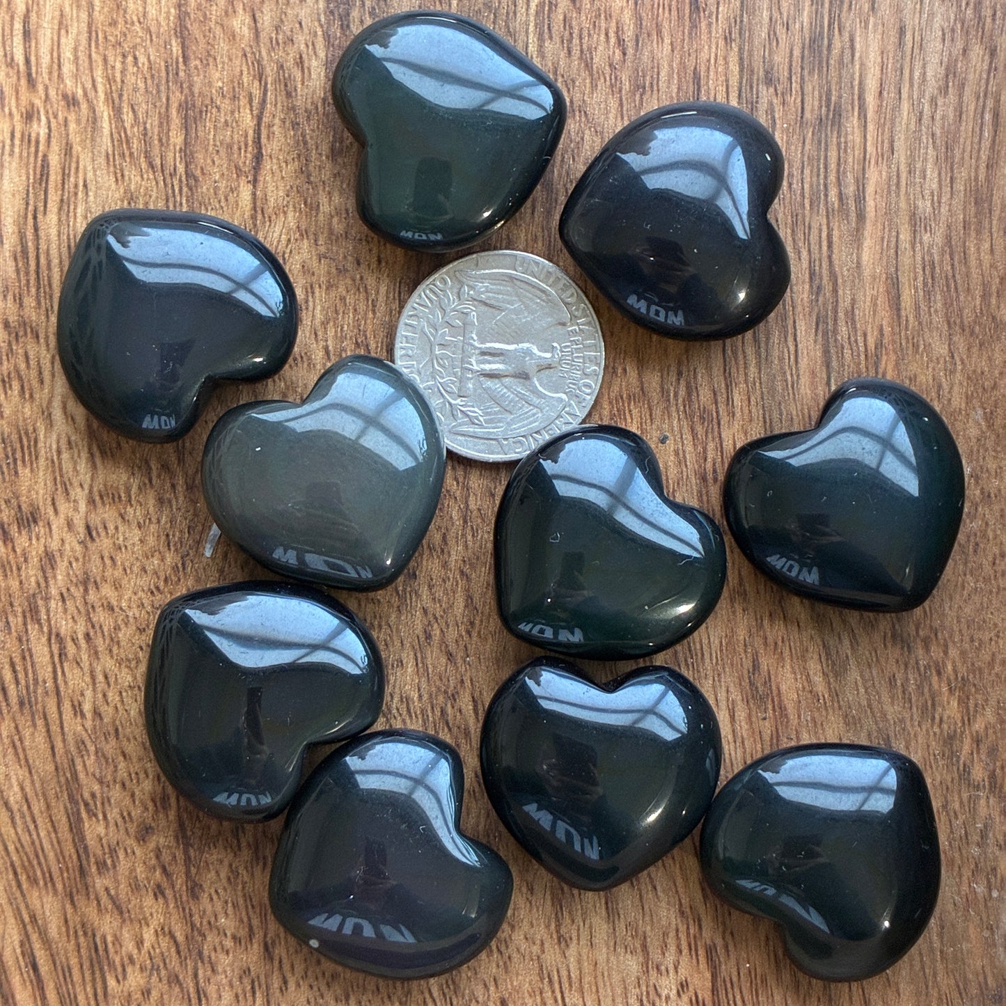 Puffy Heart - 25 - 29mm - Clear Quartz - Obsidian - Crazy Lace