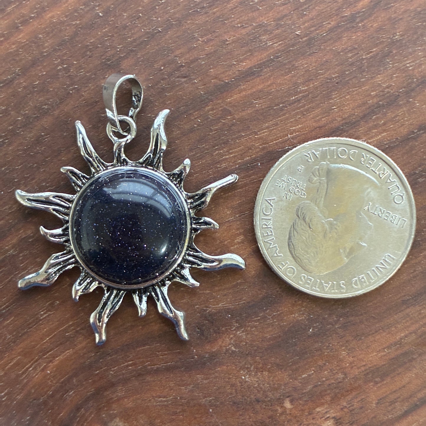 Copper Pendant - Sun - Opalite - Blue Sandstone - Amethyst - Green Aventurine