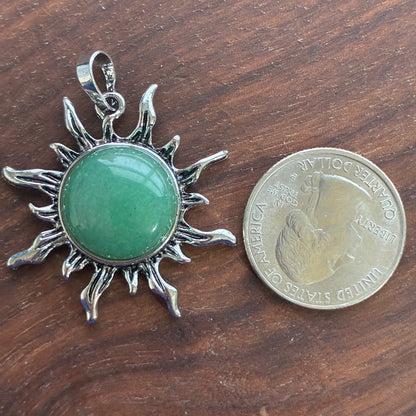 Copper Pendant - Sun - Opalite - Blue Sandstone - Amethyst - Green Aventurine