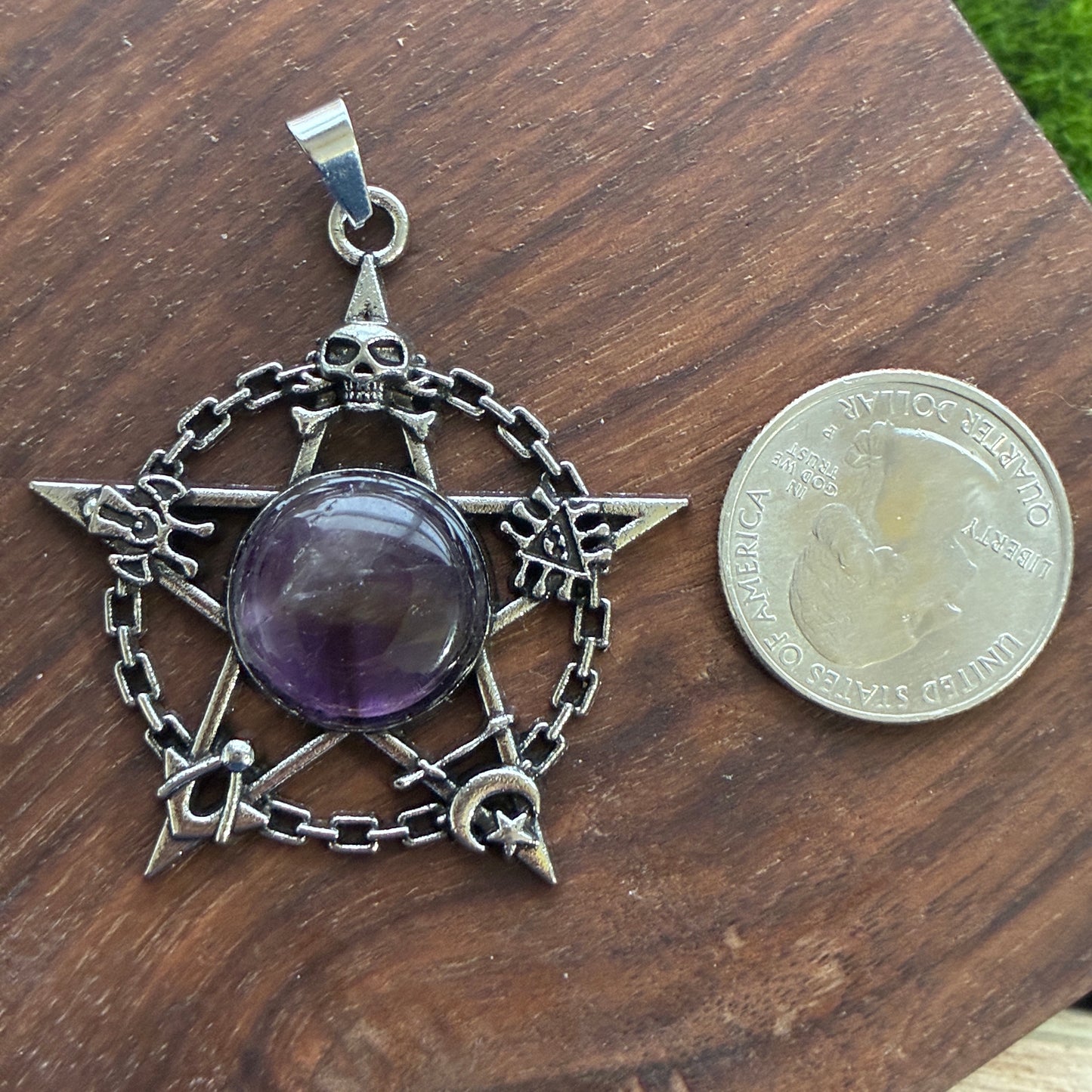 Copper Pendant - 5 Point Star - Amethyst - Tiger Eye - Blue Sandstone