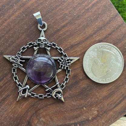Copper Pendant - 5 Point Star - Amethyst - Tiger Eye - Blue Sandstone