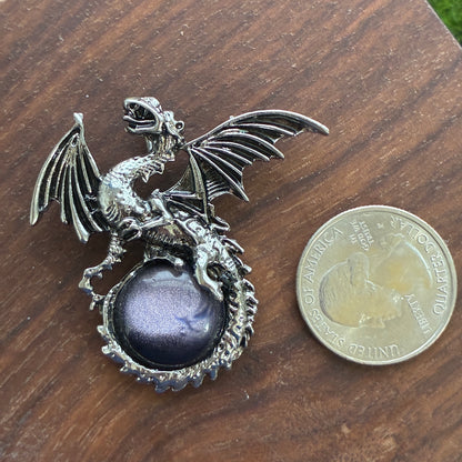 Copper Pendant - Flying Dragon - Obsidian - Clear Quartz - Blue Sandstone