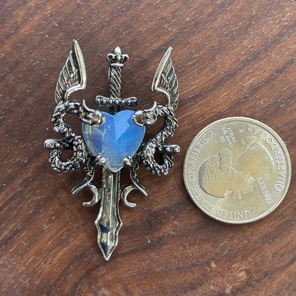 Copper Pendant - Sword of Heart - Clear Quartz - Rose Quartz - Amethyst - Opalite